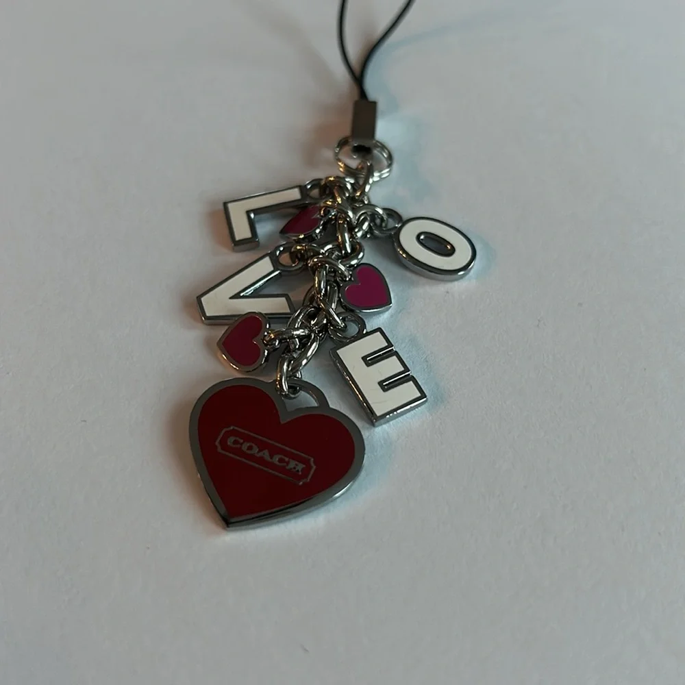 NWOT COACH Vintage Red Pink Enamel Heart
LOVE Lanyard Keychain Fob - Picture 5 of 10